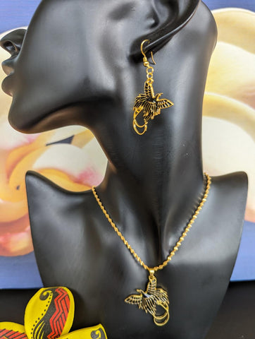 ABIDA - Bird Of Paradise Earrings & Necklace Set